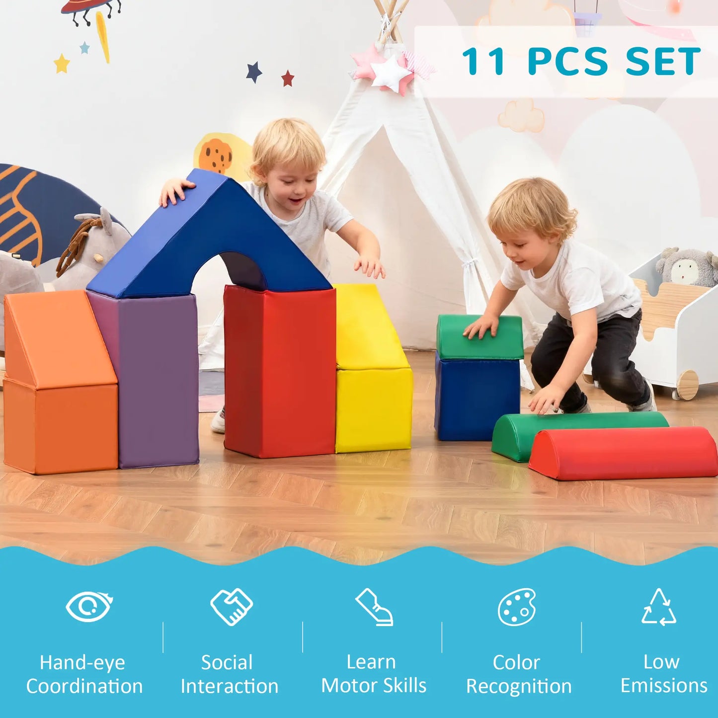 11 Piece Soft Play Blocks, Kids Climb Crawl Gym, Foam Building, Light Color Baby Gym & Playmats at Gallery Canada