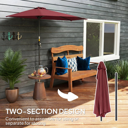 9ft Half Round Patio Umbrella, 5 Ribs, Sun Shade, Wine Red Half Round Umbrellas at Gallery Canada