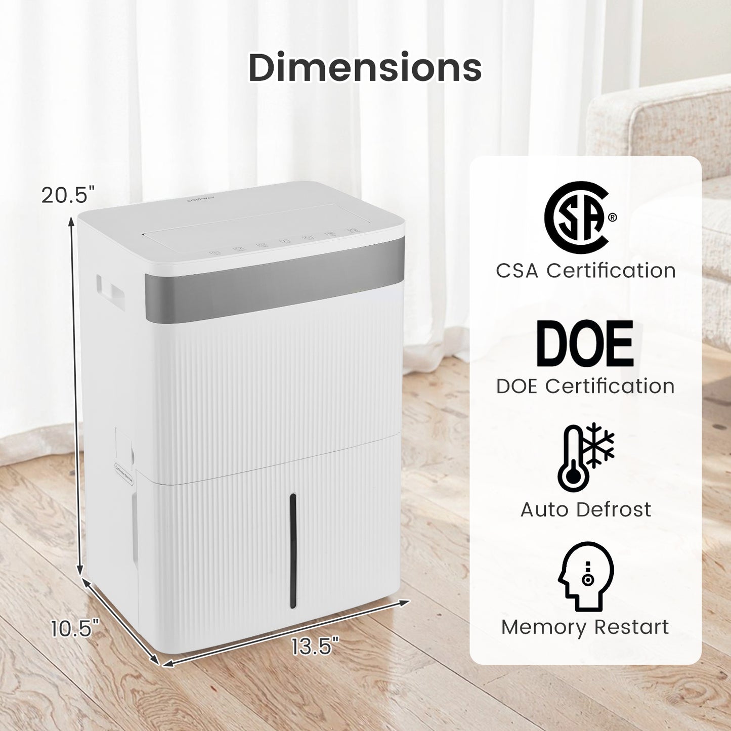 96 Pints Dehumidifier with 24H Timer and 3-Color Indicator, White Dehumidifiers at Gallery Canada