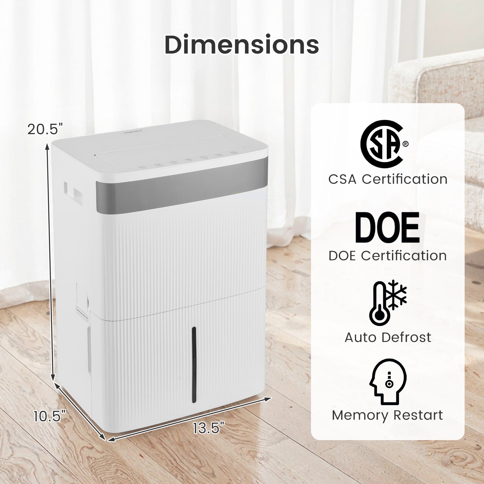 96 Pints Dehumidifier with 24H Timer and 3-Color Indicator, White Dehumidifiers at Gallery Canada