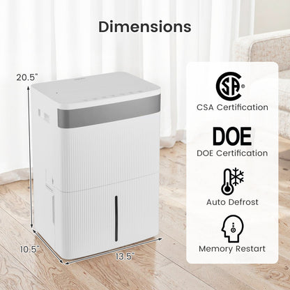 96 Pints Dehumidifier with 24H Timer and 3-Color Indicator, White Dehumidifiers at Gallery Canada