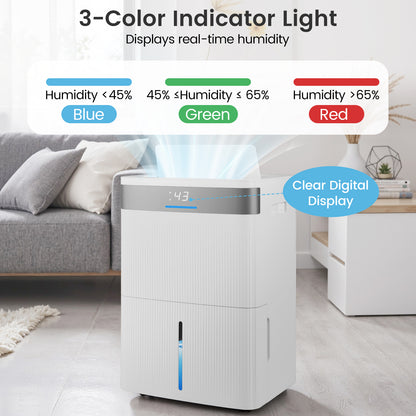 96 Pints Dehumidifier with 24H Timer and 3-Color Indicator, White Dehumidifiers at Gallery Canada