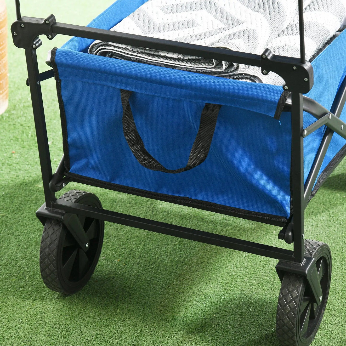 Steel Frame Folding Garden Cart, Removable Canopy, Telescopic Handle, Dark Blue Folding Garden Carts at Gallery Canada