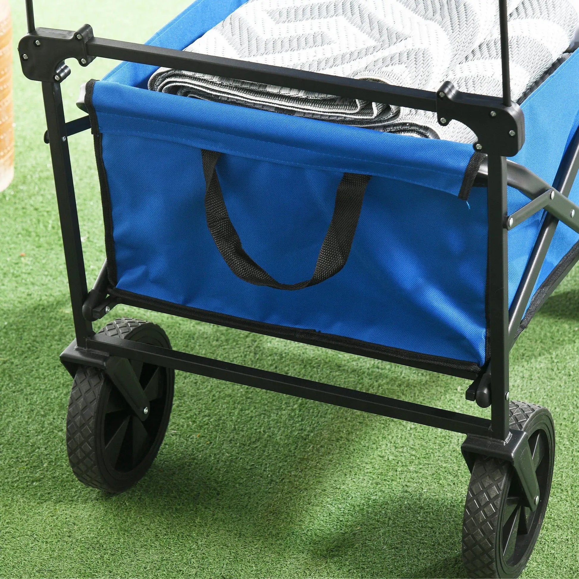 Steel Frame Folding Garden Cart, Removable Canopy, Telescopic Handle, Dark Blue Folding Garden Carts at Gallery Canada
