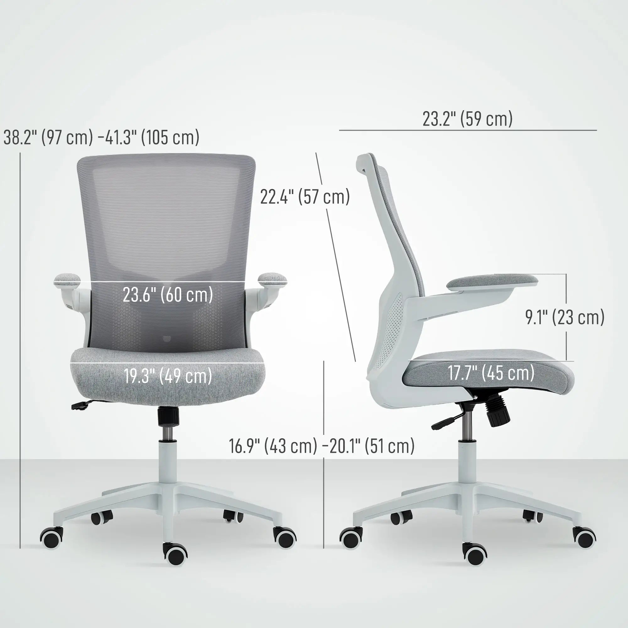 Ergonomic Office Chair, Adjustable Lumbar Support, Flip-Up Armrests, Grey Task Chairs at Gallery Canada