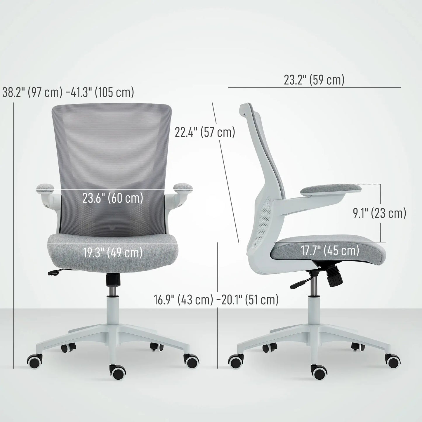 Ergonomic Office Chair, Adjustable Lumbar Support, Flip-Up Armrests, Grey Task Chairs at Gallery Canada