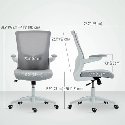 Ergonomic Office Chair, Adjustable Lumbar Support, Flip-Up Armrests, Grey Task Chairs at Gallery Canada