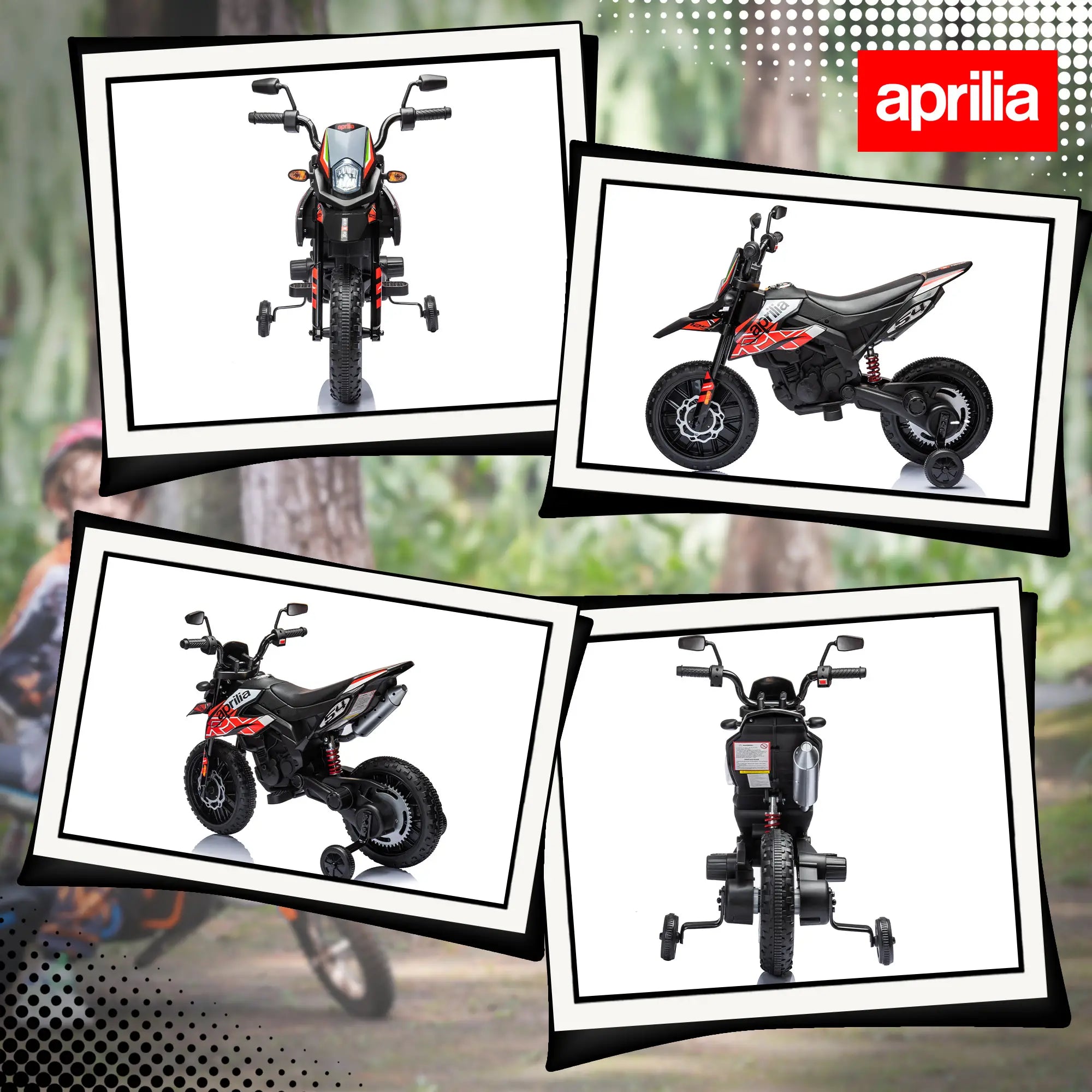12V Kids Electric Motorcycle, Battery Powered Dirt Bike with Training Wheels, Red Electric Ride On Toys at Gallery Canada