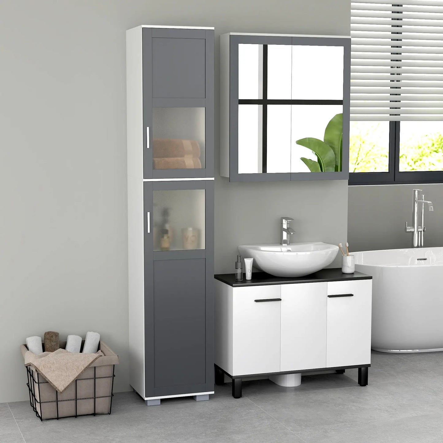 Wall Mounted Medicine Cabinet, Adjustable Shelves, White, Grey Bathroom Cabinets at Gallery Canada