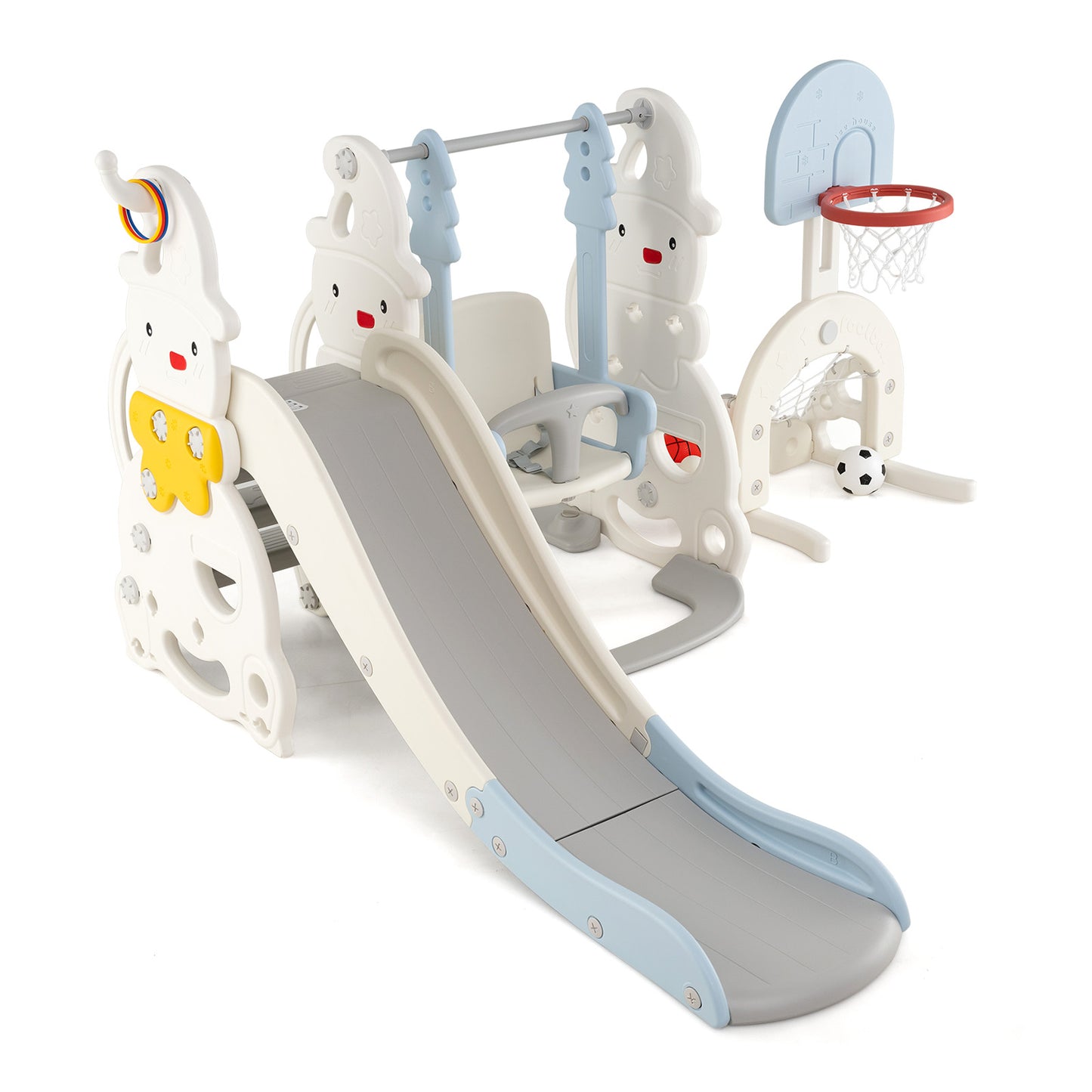 7 in 1 Toddler Slide and Swing Set with Height Adjustable Swing and Basketball Hoop, Multicolor Swing & Playsets at Gallery Canada