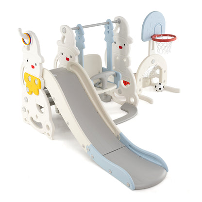 7 in 1 Toddler Slide and Swing Set with Height Adjustable Swing and Basketball Hoop, Multicolor Swing & Playsets at Gallery Canada