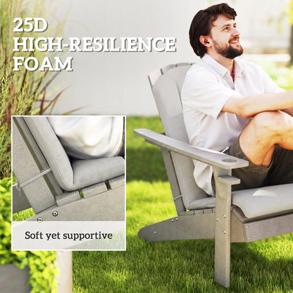 Ensemble de 2 coussins de chaise de patio, dossier haut, mousse haute densité, gris clair