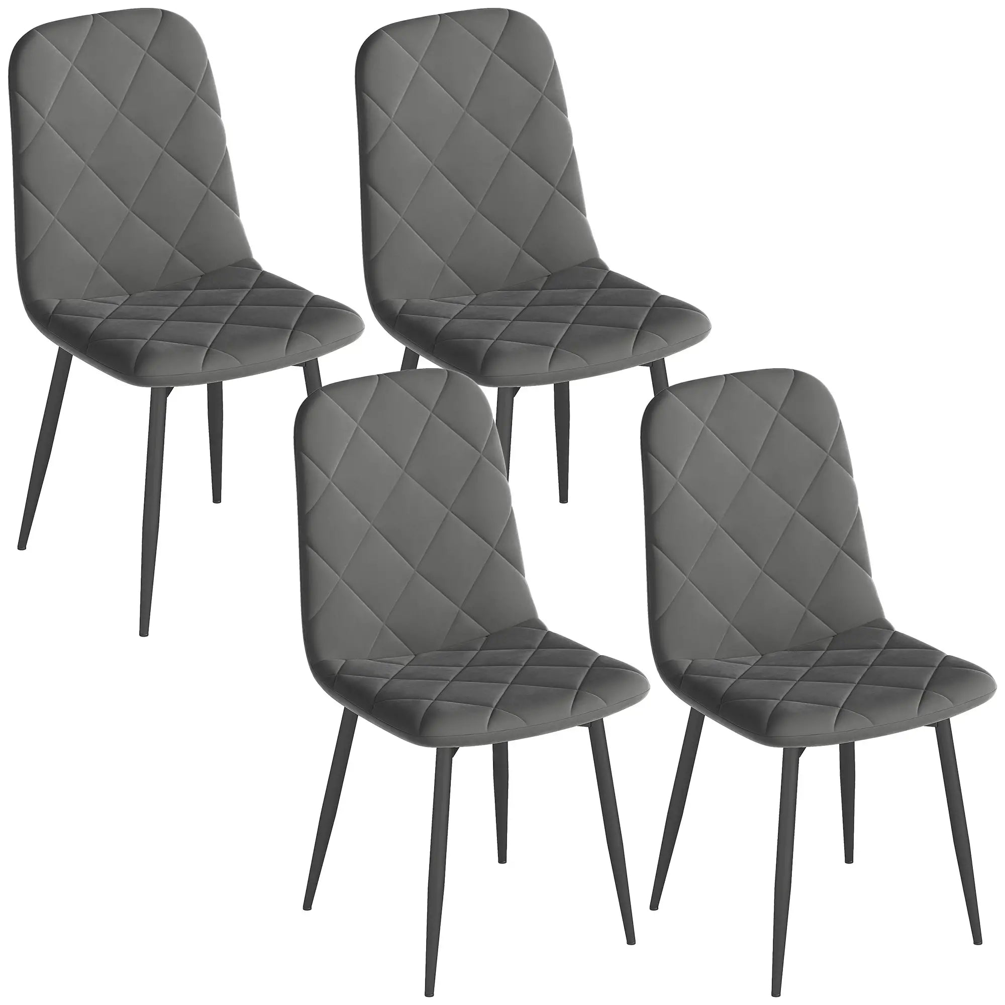 Upholstered Dining Chairs Set of 4, Steel Legs, Modern Kitchen Chairs, Grey Bar Stools at Gallery Canada