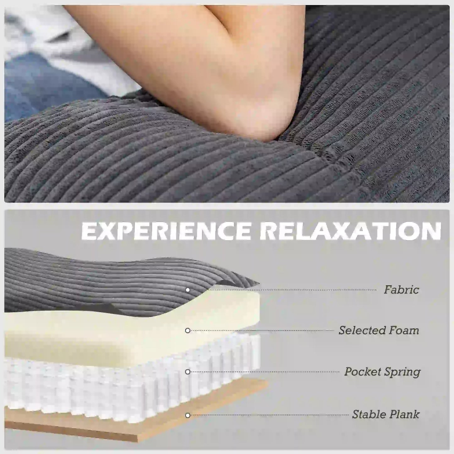 U Shape Couch with Double Chaise, Modern 4 Seater Sofa, Dark Grey 3-Seater Sofas at Gallery Canada