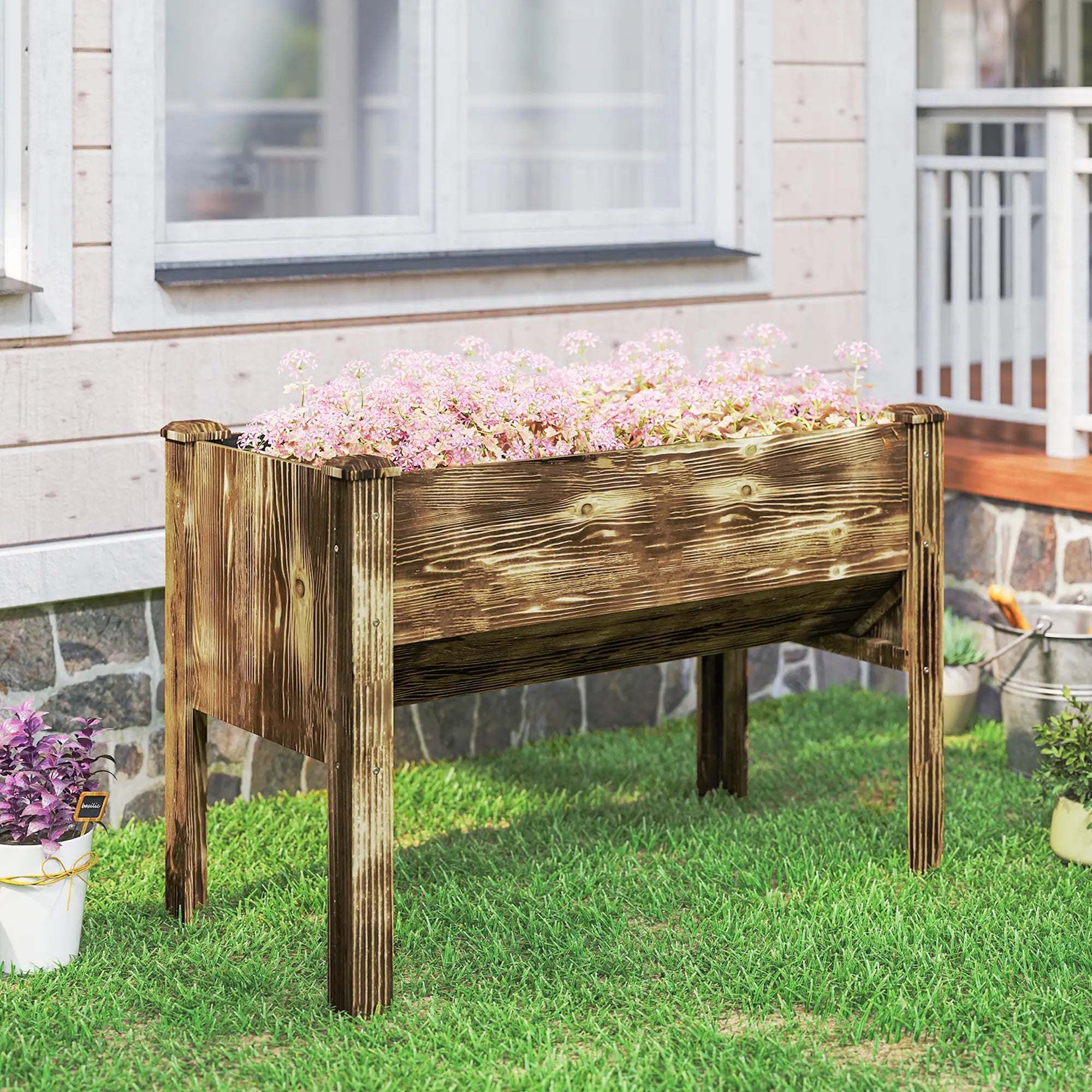 Wooden Raised Garden Plant Stand, 48