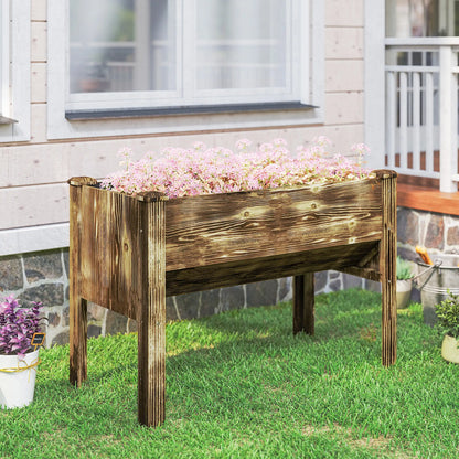 Wooden Raised Garden Plant Stand, 48" x 24" x 32", Carbonized Elevated Garden Beds at Gallery Canada