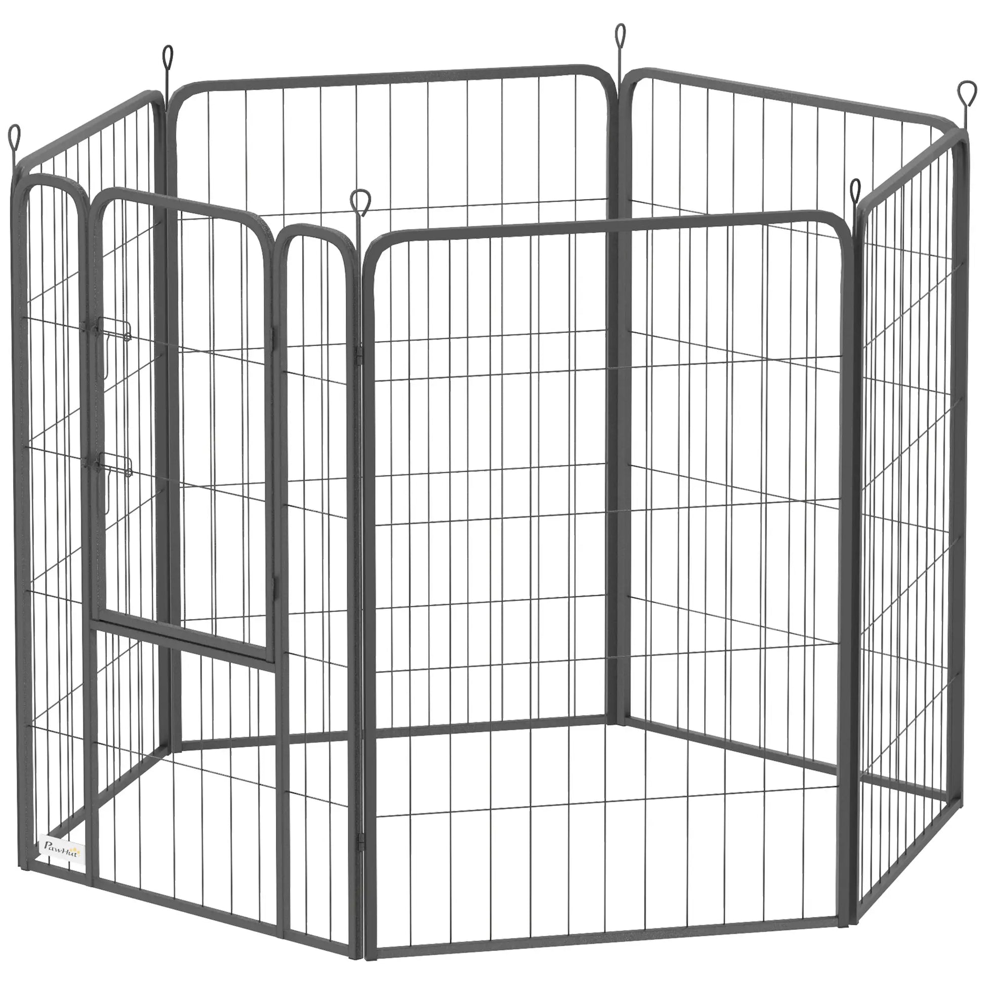 6 Panels Heavy Duty Dog Playpen, 39" Height, Portable Foldable Houses, Kennels & Pens Black at Gallery Canada