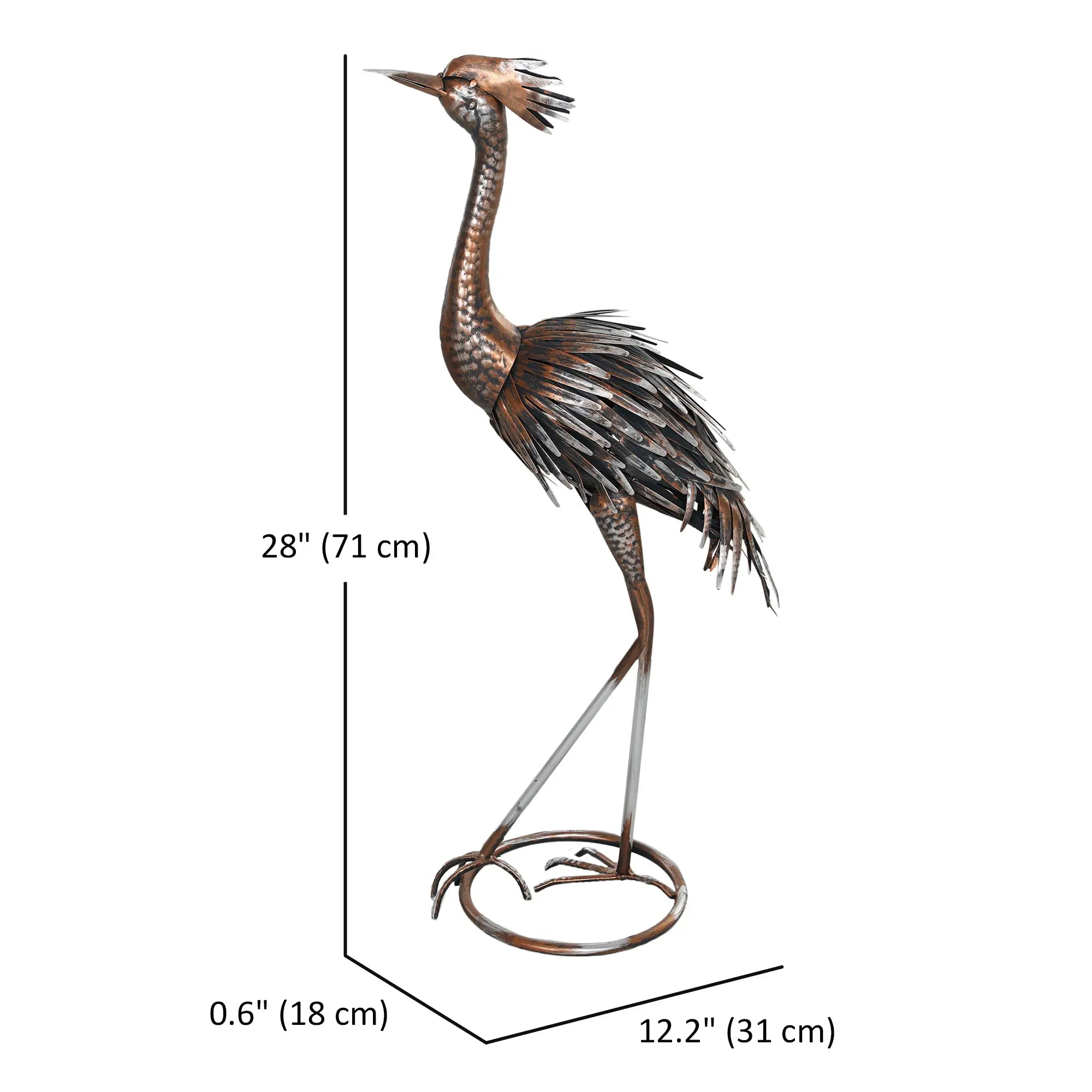 Garden Statue, Heron Standing Sculpture, 12.2