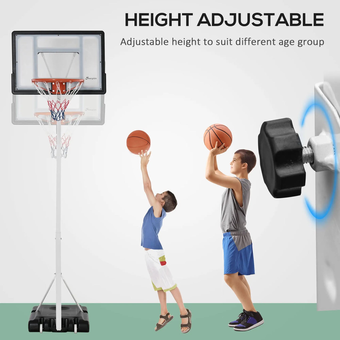 Portable Basketball Hoop, 7ft-8.5ft Adjustable with Wheels, 32.3" Backboard Basketball at Gallery Canada