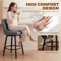 Swivel Bar Stools Set of 2, Counter Height, Dark Grey