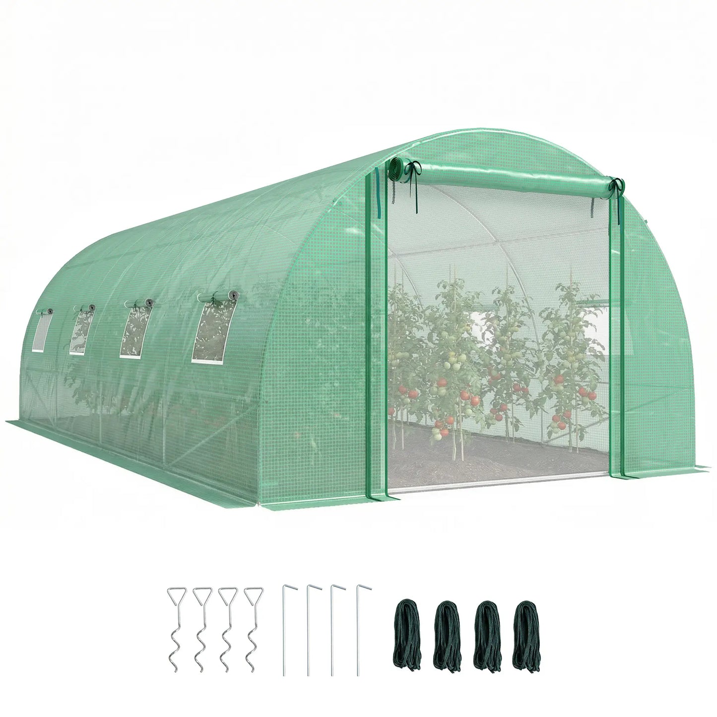 Walk-in Tunnel Greenhouse, 20'x10'x7', PE Cover, Mesh Door, Green Tunnel Greenhouses at Gallery Canada