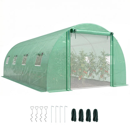 Walk-in Tunnel Greenhouse, 20'x10'x7', PE Cover, Mesh Door, Green Tunnel Greenhouses at Gallery Canada