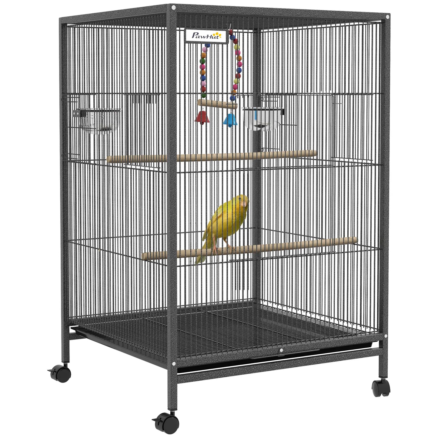 29" Bird Cage for Parrots, Lovebirds, Budgies, Finches, Flight Cage, Grey Bird Cages Grey at Gallery Canada