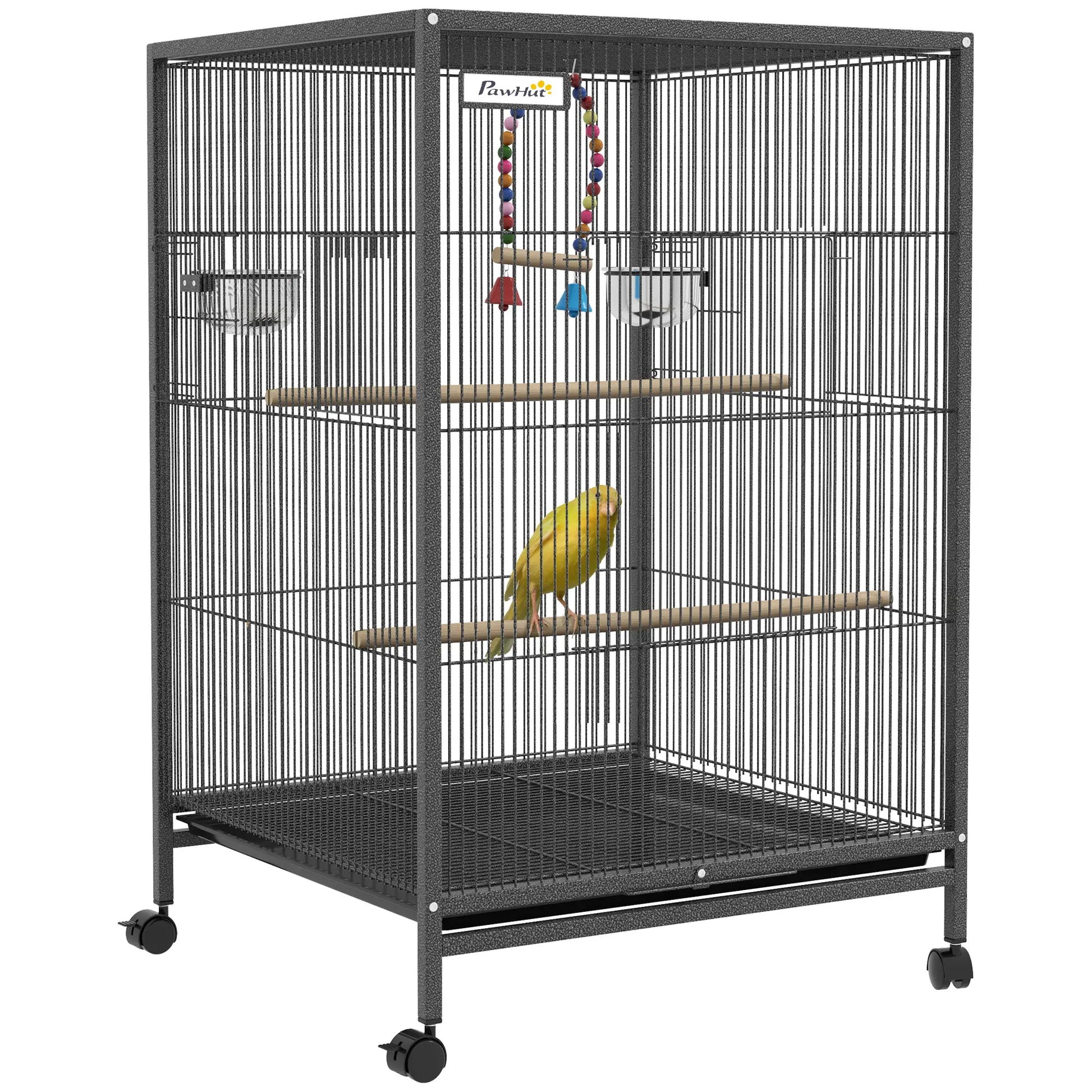 29" Bird Cage for Parrots, Lovebirds, Budgies, Finches, Flight Cage, Grey Bird Cages Grey at Gallery Canada
