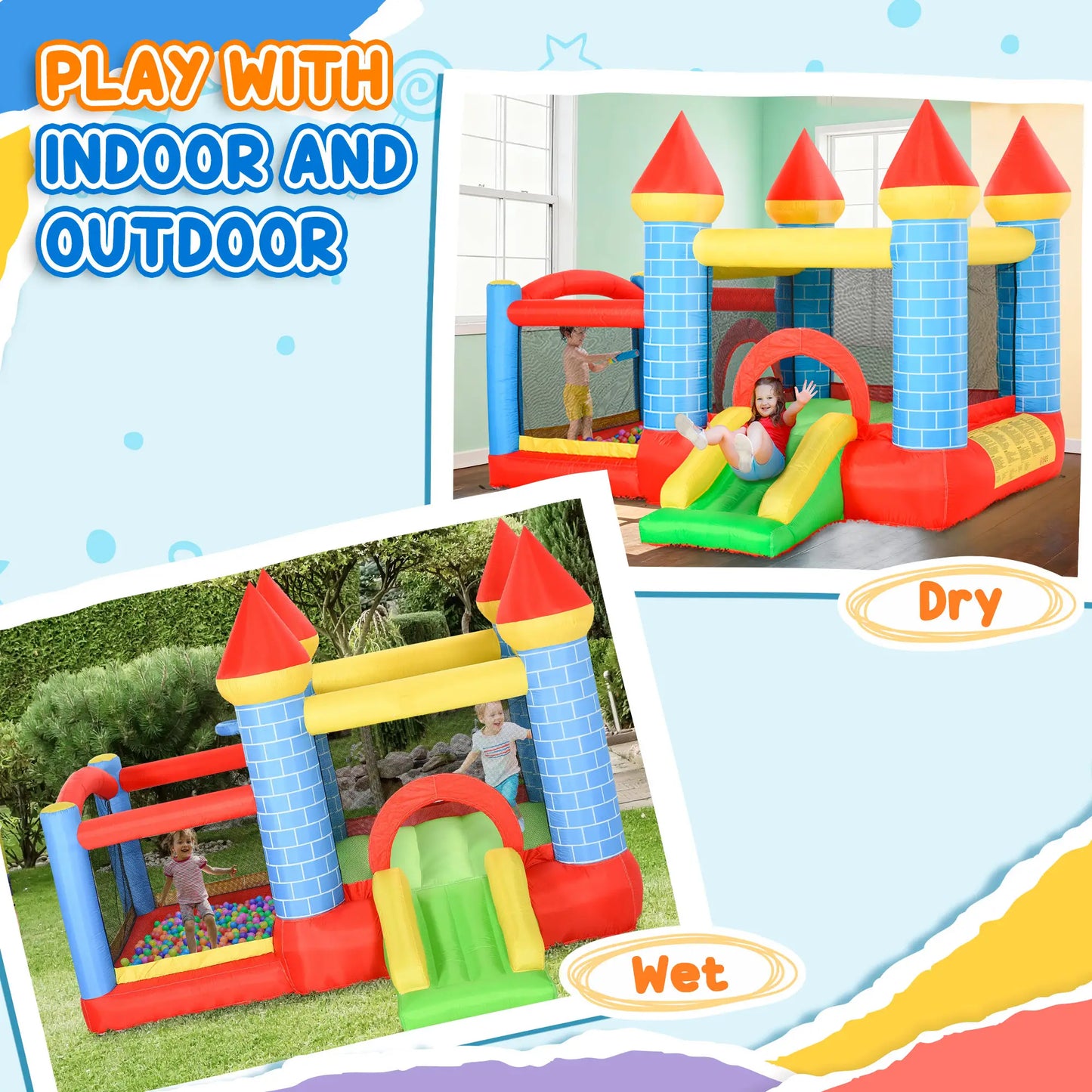 9.2 x 9.5FT Inflatable Bounce House, 4 in 1 With Trampoline, Slide, Pool Inflatables at Gallery Canada