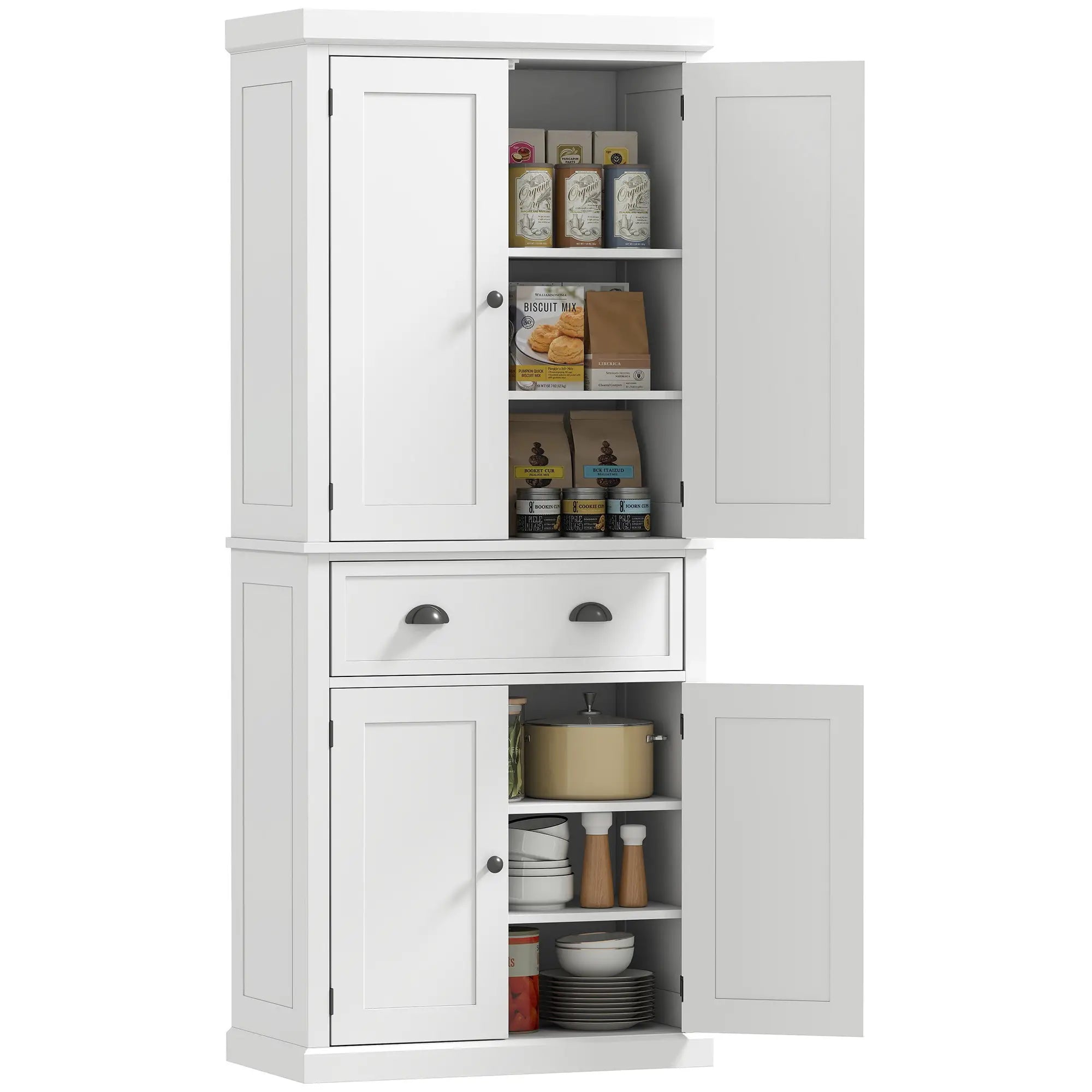 Kitchen Cabinet With 2 Drawers, MDF Board, White Kitchen Pantry Cabinets White at Gallery Canada
