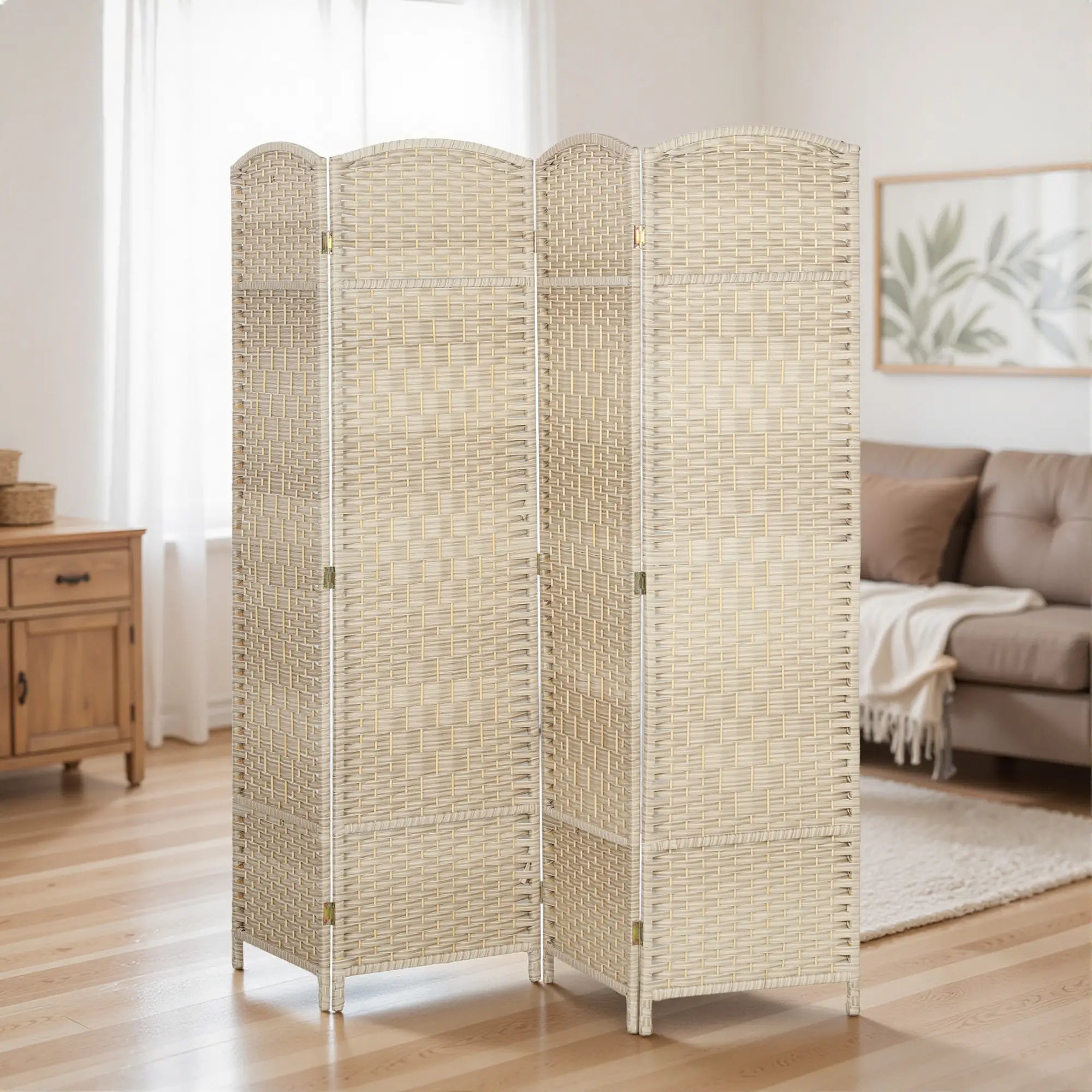 6 Ft Tall Folding Room Divider, 4 Panel Privacy Screen, Light Oak Room Dividers at Gallery Canada