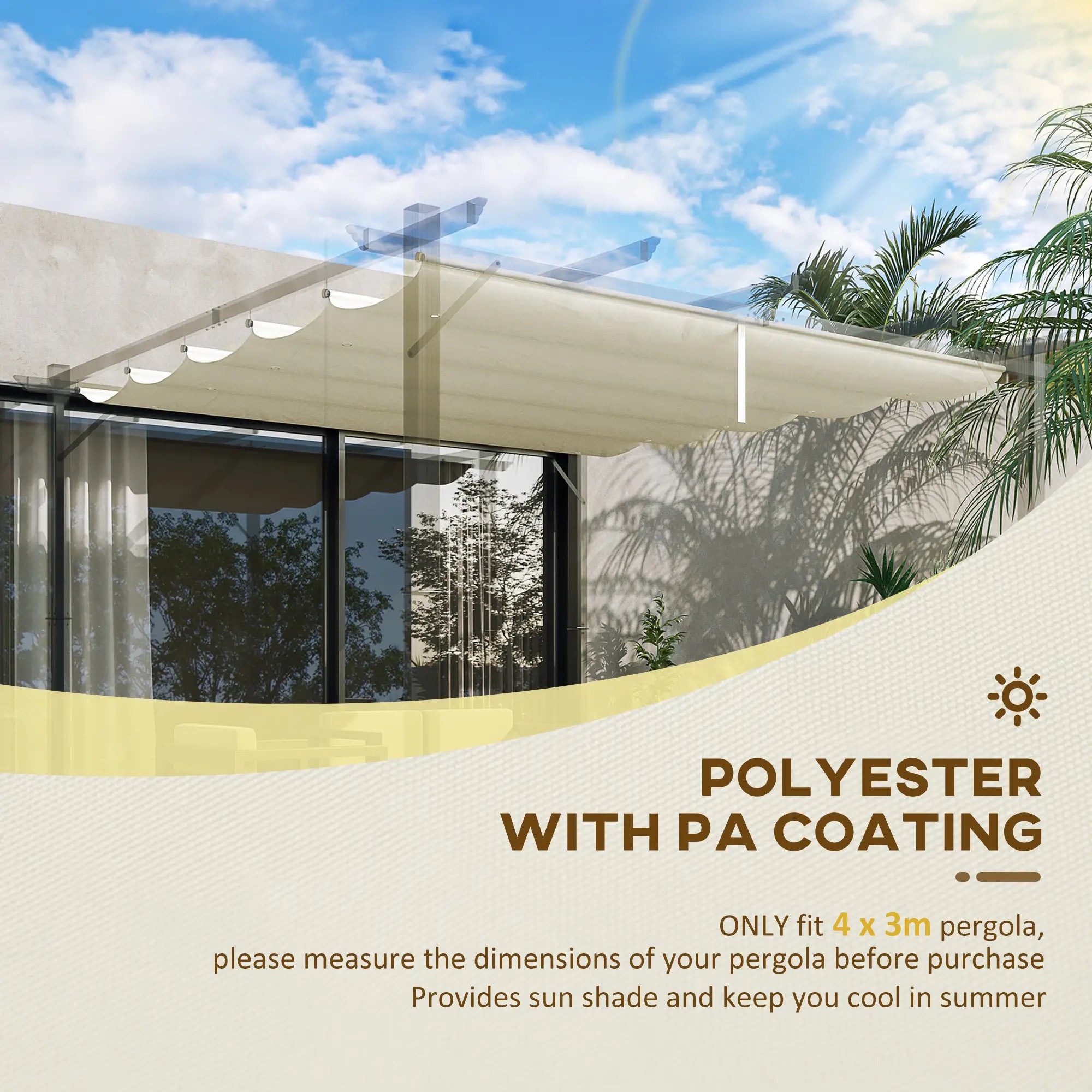 Retractable Pergola Canopy, 10' x 10', Cream White Gazebo Canopy Replacement at Gallery Canada