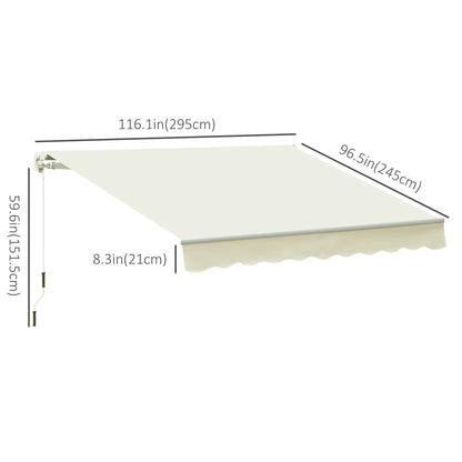 10' x 8' Manual Retractable Awning, Sun Shade Canopy, Aluminum Frame, UV Protection, Cream White Deck Awnings at Gallery Canada