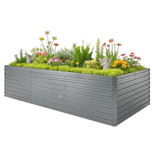 8' x 4' x 2' Raised Garden Bed, Galvanized Planter Box, Light Grey Galvanized Planter Boxes Light Grey at Gallery Canada