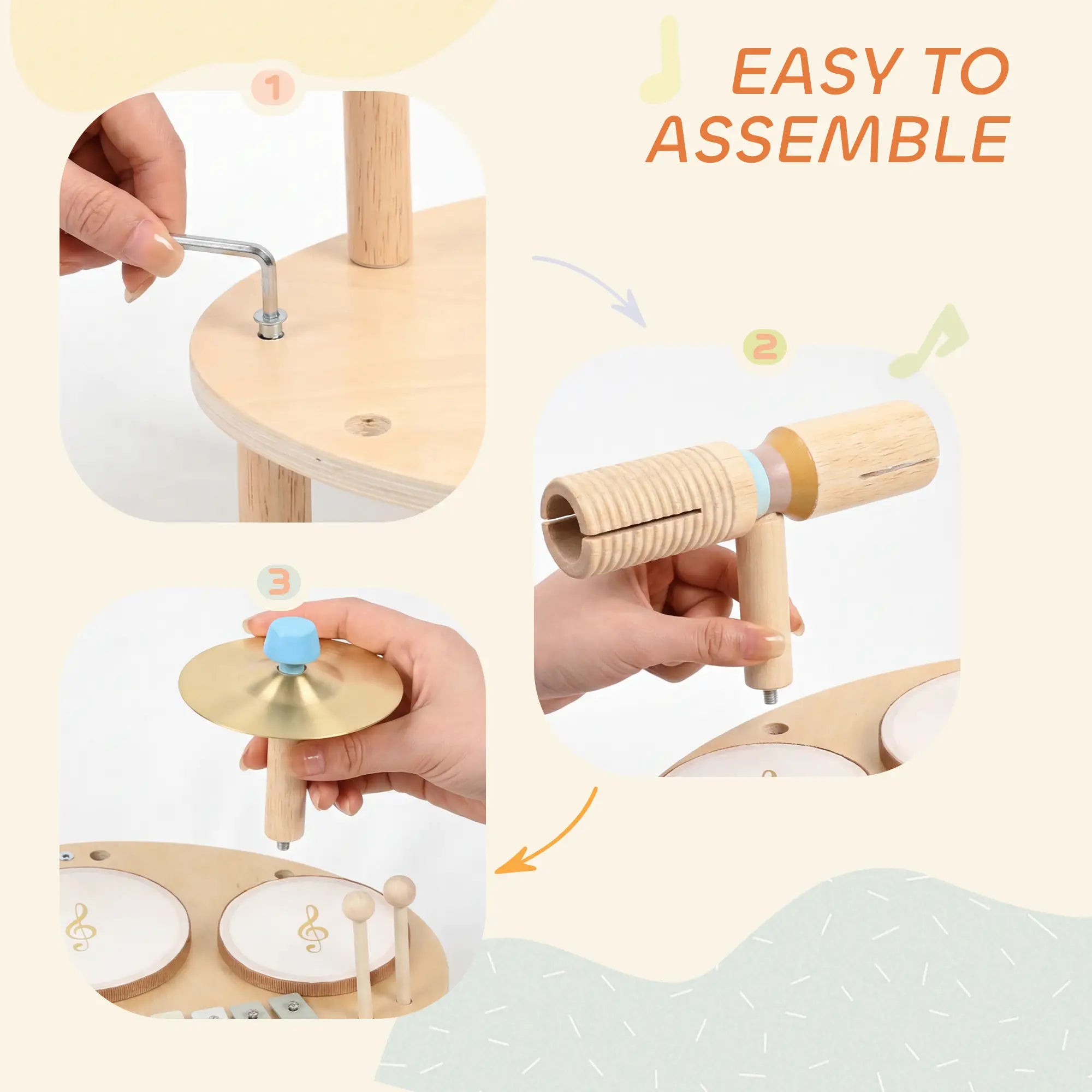 Toddler Drum Set, 4-In-1 Musical Instruments, Natural Wood Electronic Musical Pianos at Gallery Canada