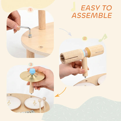 Toddler Drum Set, 4-In-1 Musical Instruments, Natural Wood Electronic Musical Pianos at Gallery Canada