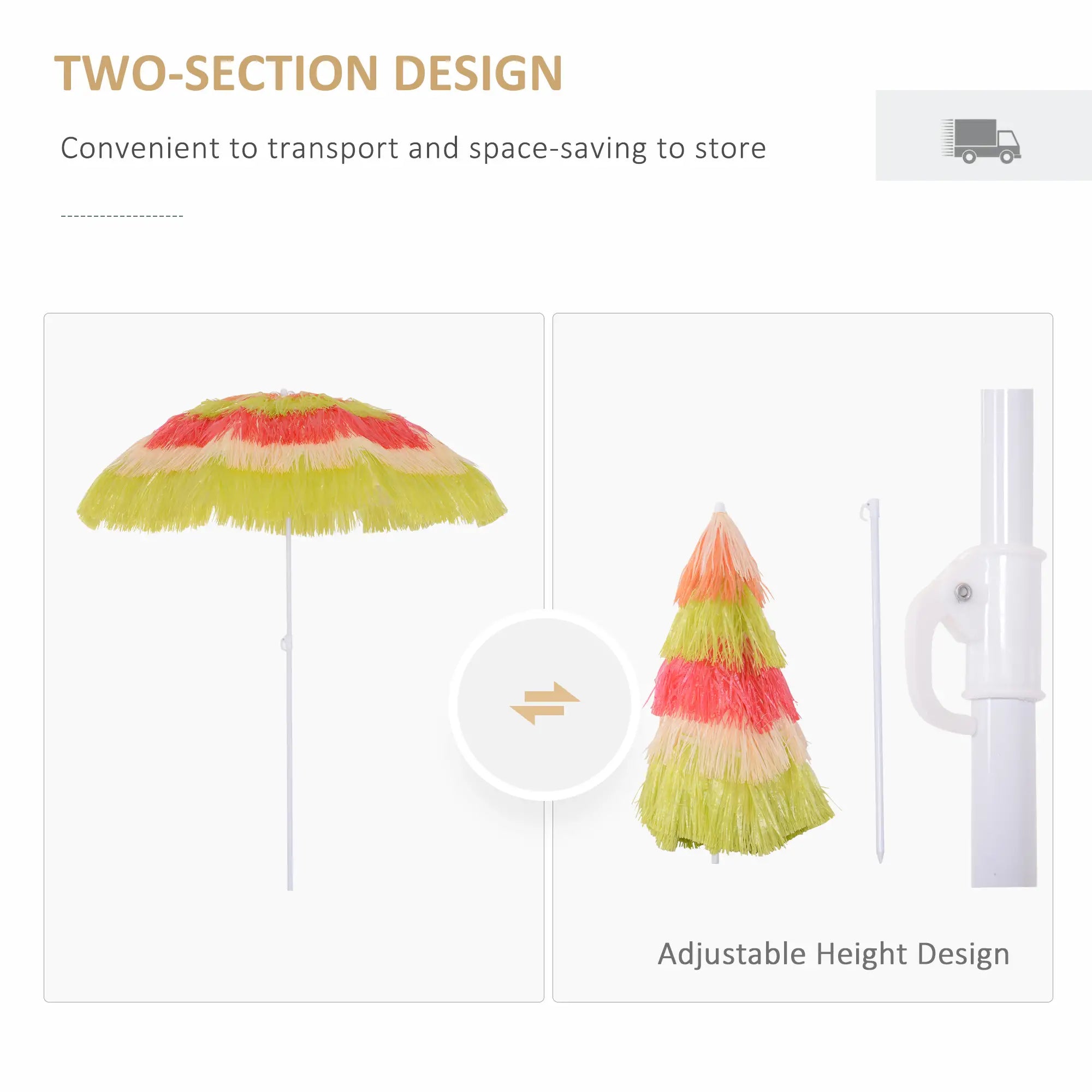 6FT Beach Umbrella, Tilt Sunshade, Adjustable Height, Multi-Color Beach Umbrellas at Gallery Canada