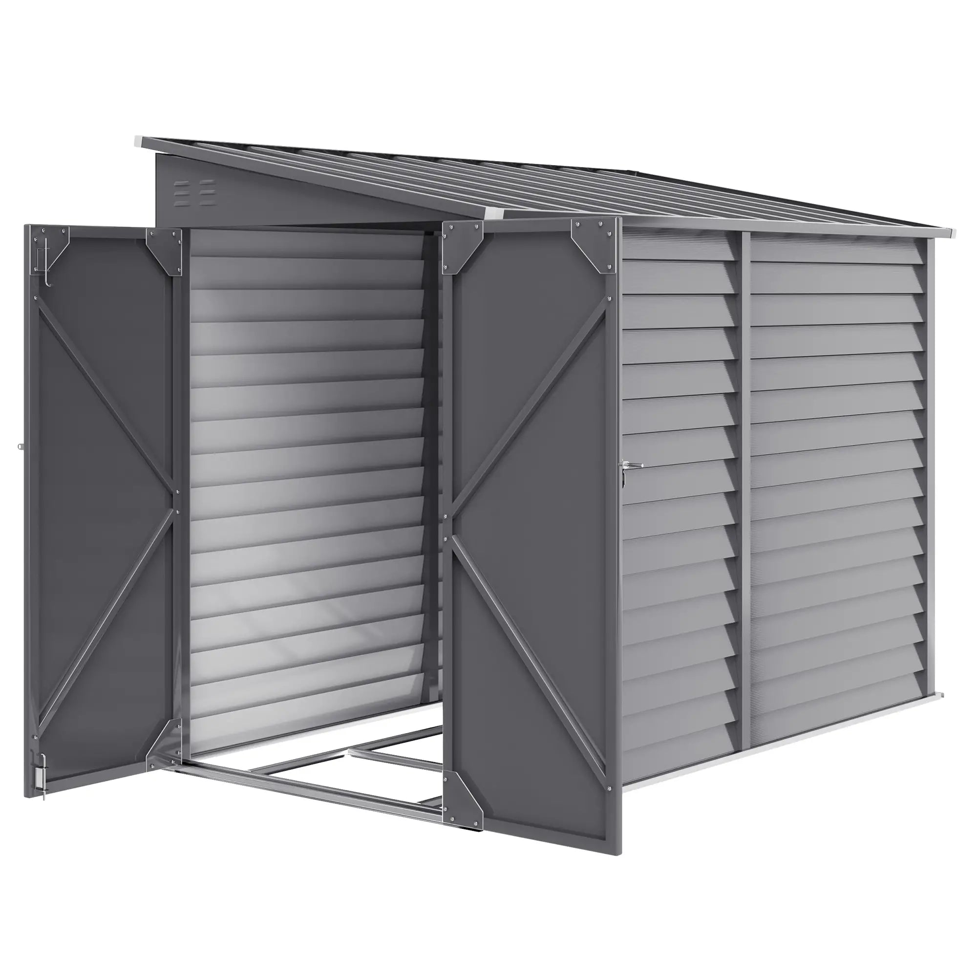 4.6' x 9' Steel Outdoor Storage Shed, Lean to, Lockable Doors, Grey Sheds Grey at Gallery Canada