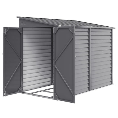 4.6' x 9' Steel Outdoor Storage Shed, Lean to, Lockable Doors, Grey Sheds Grey at Gallery Canada