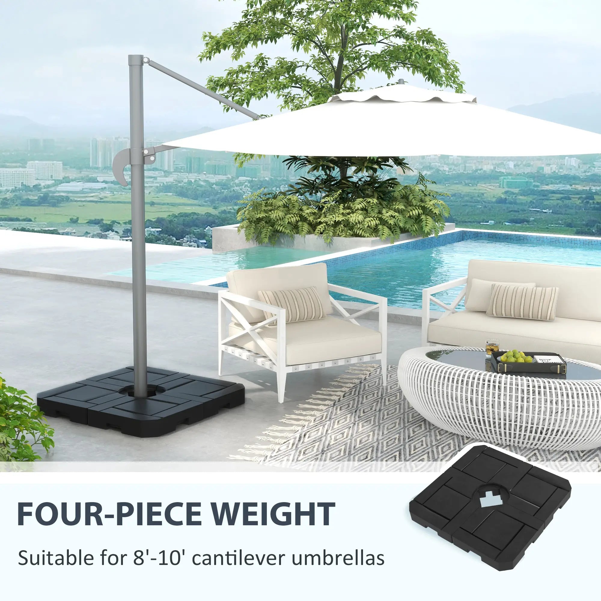 4PCs Patio Umbrella Base, Water or Sand Filled, HDPE Umbrella Bases at Gallery Canada
