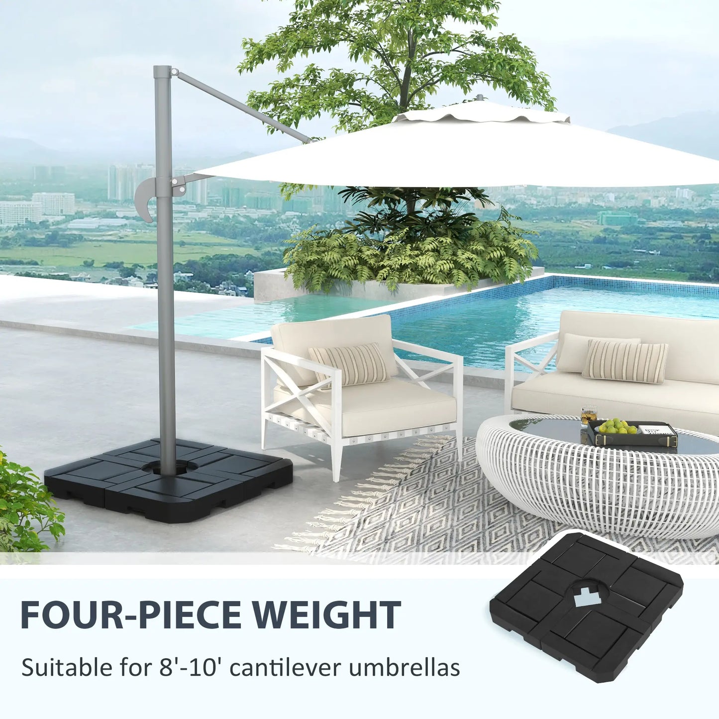 4PCs Patio Umbrella Base, Water or Sand Filled, HDPE Umbrella Bases at Gallery Canada