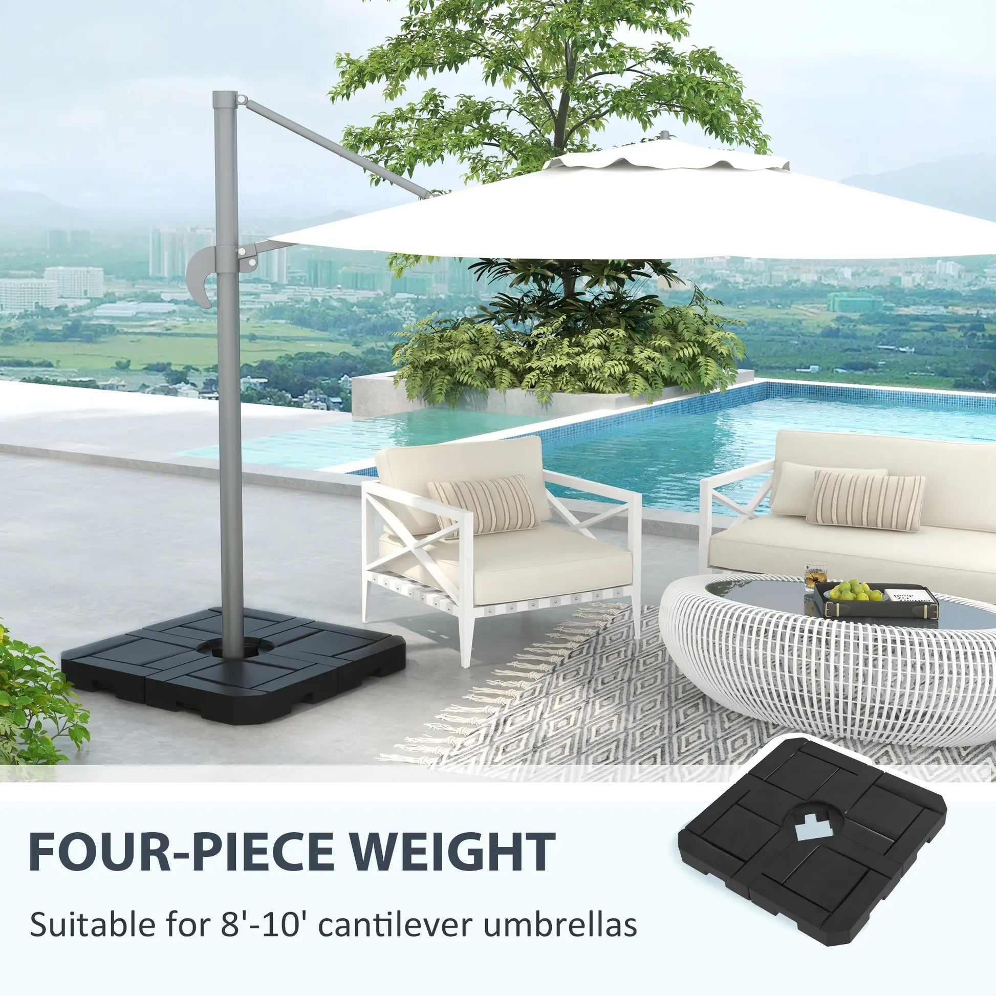 4PCs Patio Umbrella Base, Water or Sand Filled, HDPE Umbrella Bases at Gallery Canada