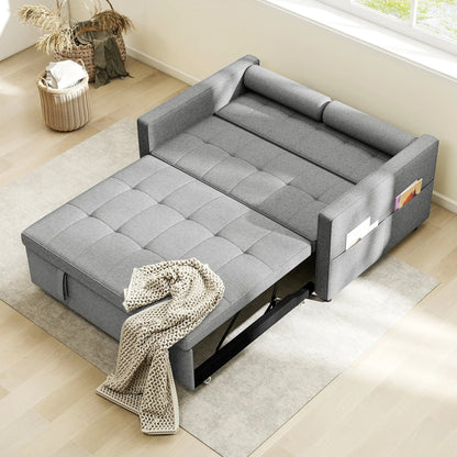 Pull Out Sofa Bed, Sleeper Couch with USB, Small Linen Loveseat, Grey 2-Seater Sofas at Gallery Canada