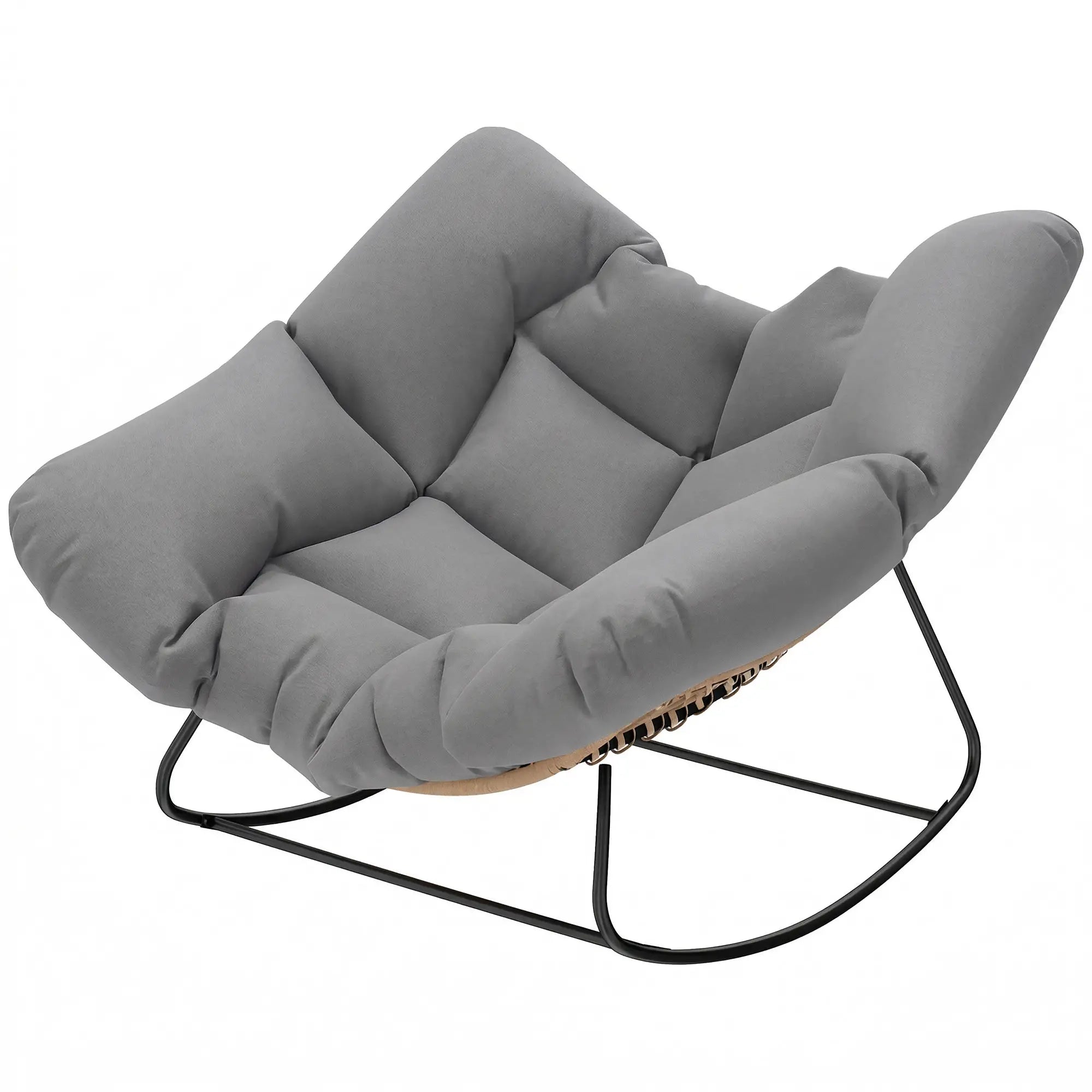Papasan Rocking Chair, Oversized With Cushion, Grey Outdoor Rocking Chairs Natural Wood, Grey at Gallery Canada