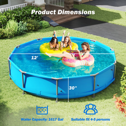 690/978/1158/1617 Gal Outdoor Family Swimming Pool with Metal Frame-12 ft, Blue Swimming Pools at Gallery Canada