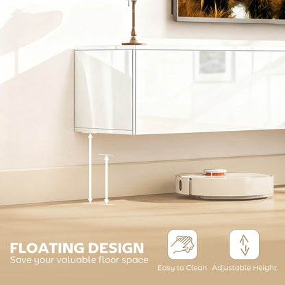 Floating TV Stand For 75 Inch TVs, 70.9 Inch Cabinet, High Gloss White, White TV Stands at Gallery Canada