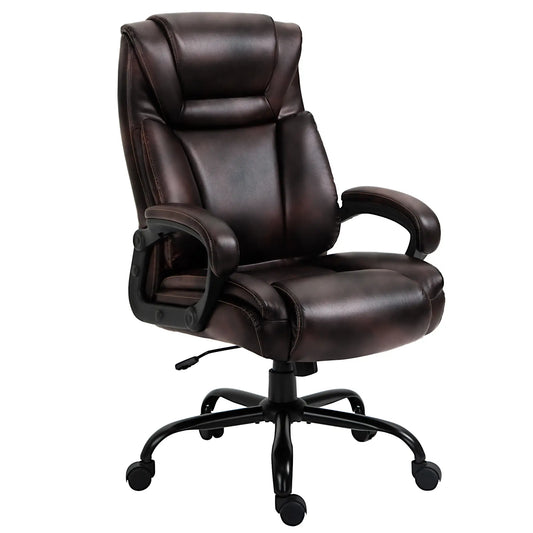 PU Leather Executive Office Chair, High Back, Adjustable Height, Swivel Wheels, 400LBS, Brown Executive & Manager Chairs Brown at Gallery Canada