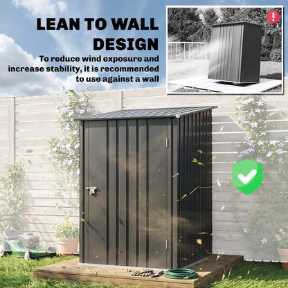 3.3' x 3.4' Lean-To Storage Shed, Galvanized Steel, Lockable Door, Dark Gray Sheds at Gallery Canada
