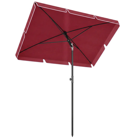 6.5x4ft Rectangle Tilt Adjustable Patio Umbrella, Red Sun Umbrellas Red and Black at Gallery Canada