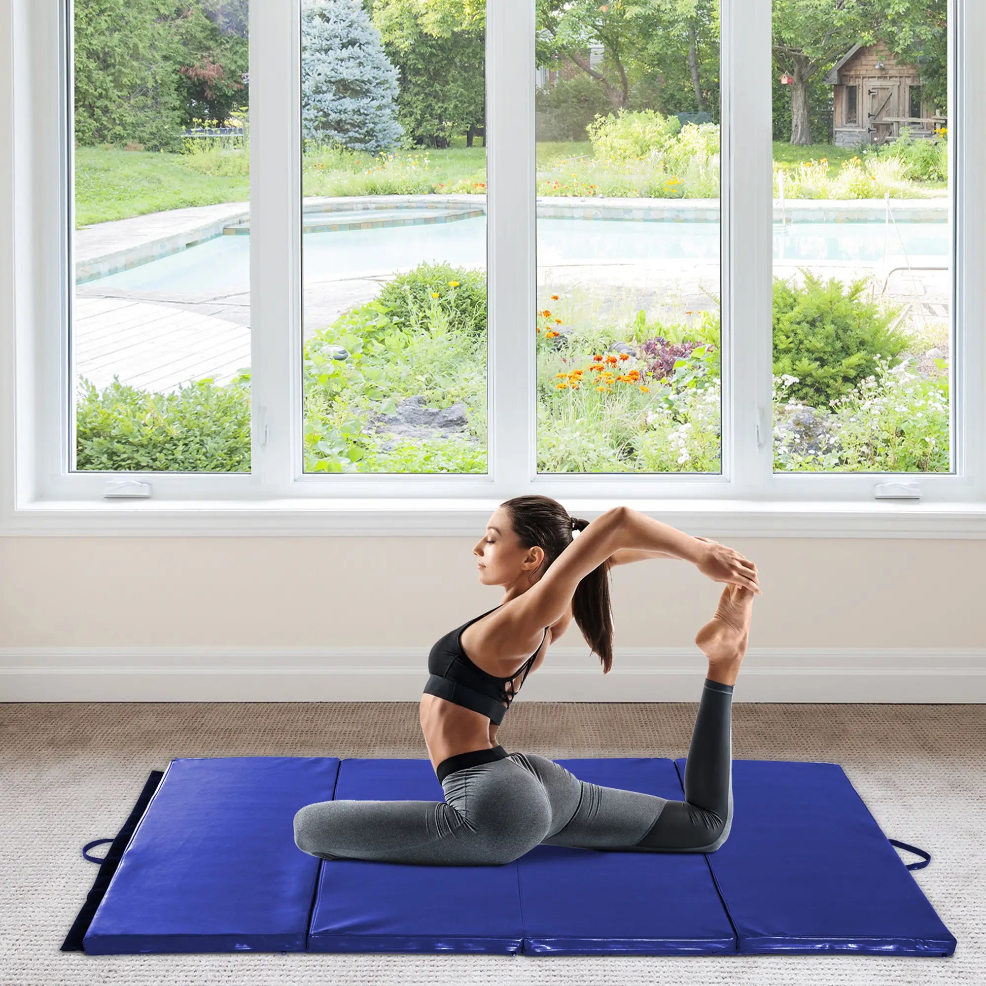 4'x6'x2'' Folding Exercise Mat, Yoga, MMA, Martial Arts, Blue Gymnastics Mats at Gallery Canada